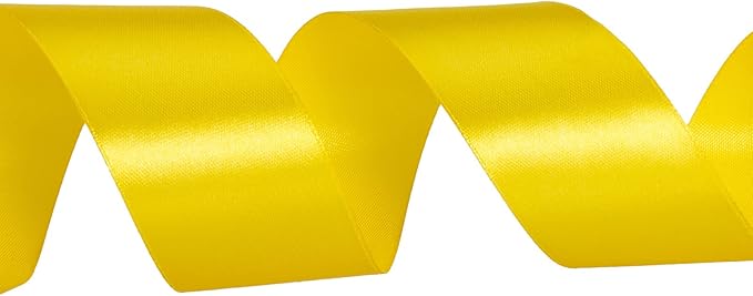 1 1/2 Inch Yellow Solid Satin Ribbon, 50 Yards Craft Fabric Ribbon for Gift Wrapping Floral Bouquets Wedding Party Decoration