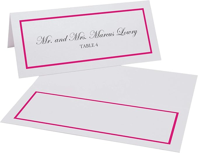 Single Line Border Printable Place Cards, Fuschia (Choose Color), Set of 150 (25 Sheets), Laser & Inkjet Printers - Wedding, Party, Dinner, and Special Events - Made in the USA