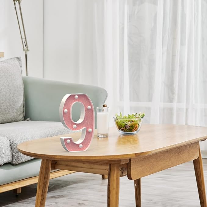 Marquee Numbers Light up LED, Pink Glitter Plastic Numbers Sign, Night Light Decor for Graduation Engagement Wedding Baby Shower Birthday