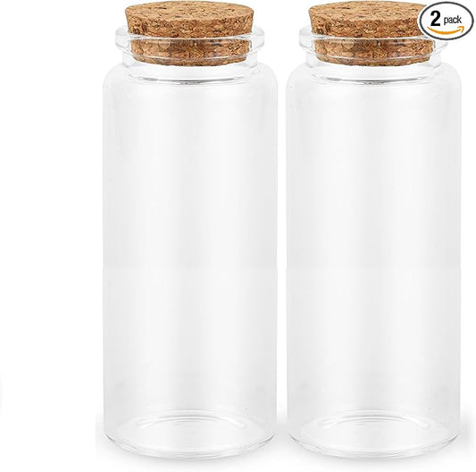 2PCS Empty Glass Bottle with Cork Stoppers,Decorative Glass Bottles with Cork Lid for DIY Art Crafts Projects Decoration Party Supplies Wedding
