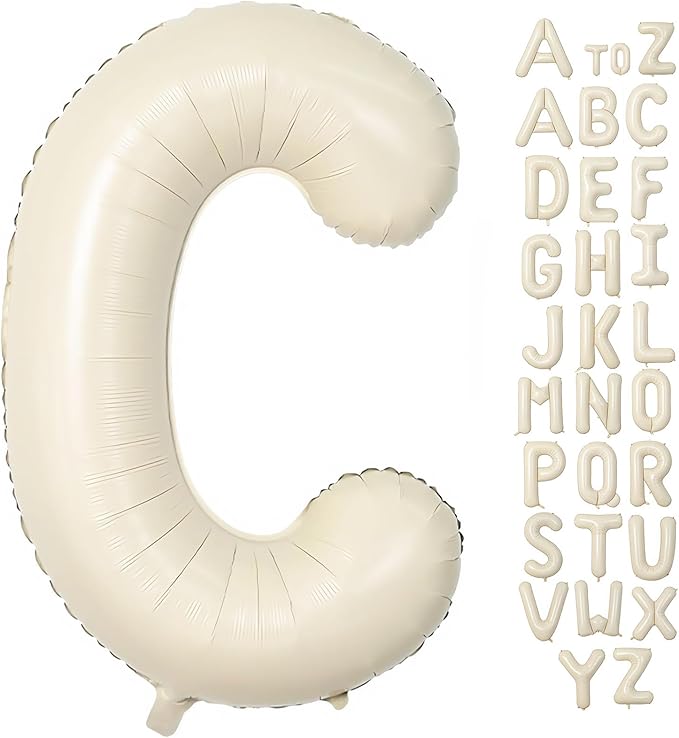 Cream Letter C Balloons,40 Inch Balloons Letter C Mylar Helium Large C Balloon for Birthday Party Anniversary Decorations