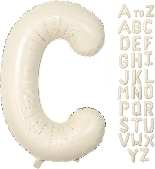 Cream Letter C Balloons,40 Inch Balloons Letter C Mylar Helium Large C Balloon for Birthday Party Anniversary Decorations