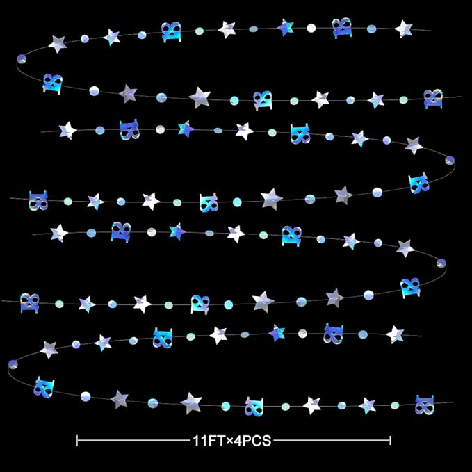 Iridescent 18th Birthday Decorations Number 18 Circle Dot Twinkle Star Garland Kit Metallic Hanging Streamer Bunting Banner Backdrop for Girls Happy 18 Year Old Eighteen Anniversary Party Supplies
