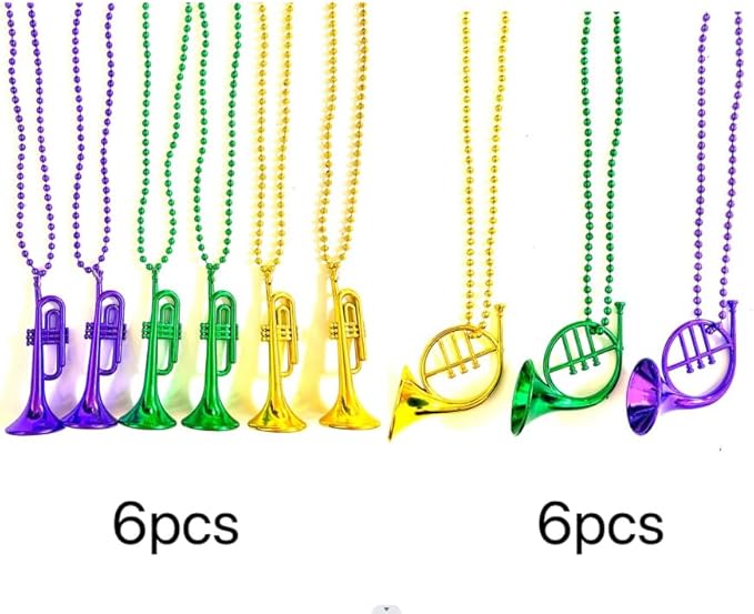 72 Pcs Mardi Gras Bead Necklaces Bulk Gold Purple Green Mardi Gras Bead Necklaces Holiday Parade Party Supplies