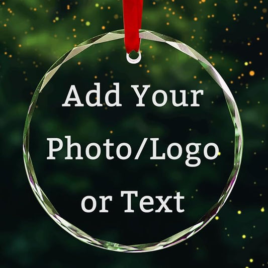 Personalized Round Christmas Crystal Glass Ornaments Custom 2025 Photo Name Ornament for Christmas Tree Decorations for Couple Family Friends Boys Girls