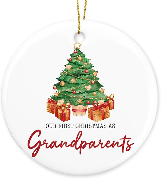 Our First Christmas as Grandparents Ornament First Time Grandparents Gifts for Grandma Grandpa New Grandparent Christmas Ceramic Xmas Tree Ornament Decorations