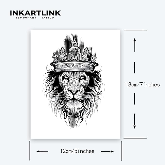 INKARTLINK Tattoo Tech,2 Sheets Extra-Large Semi Permanent Tattoo,Adult Art Design Temporary Tattoos, Lasts 1-2 Weeks, Waterproof, Realistic look, No Adhesive, No reflection (Lion King Design）