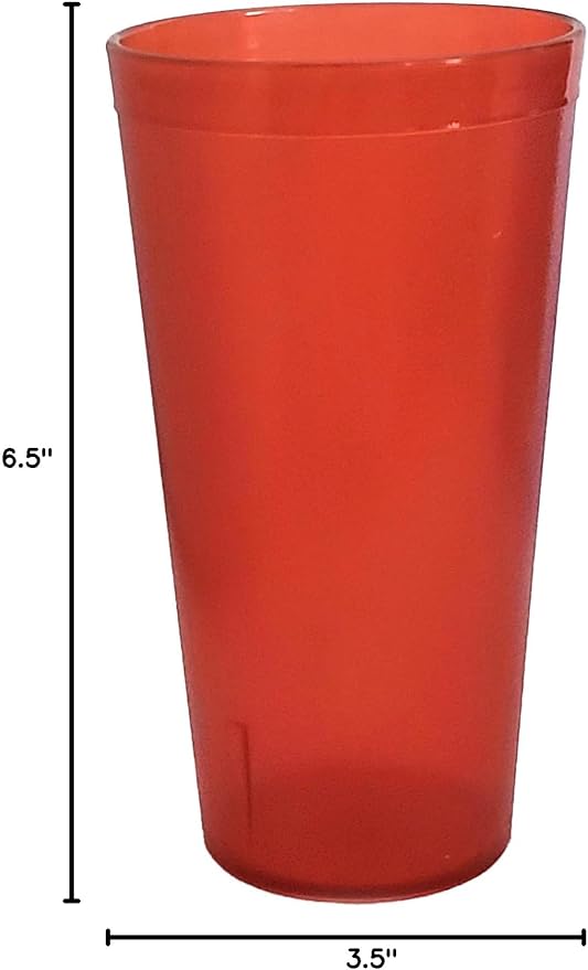 Party Outlaw Orange Plastic Cup Tumblers 6 Pc 20oz Lightweight, Heavy Duty Stackable Cafe Style Plastic Glasses. Reusable & Dishwasher Safe Ice Tea & Water Cups