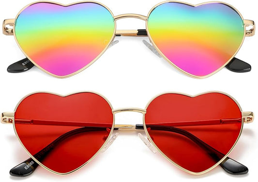 JOVAKIT Polarized Heart Sunglasses for Women Fashion Lovely Style Metal Frame UV400 Protection Lens