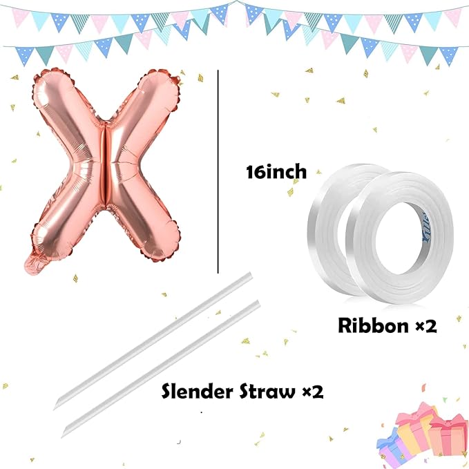 Letter Balloons 16 Inch Mylar Foil Alphabet Letter A-Z Balloons Set for Wedding Birthday Party Decoration Banner Custom Phrase 26 Pieces(Rose gold)