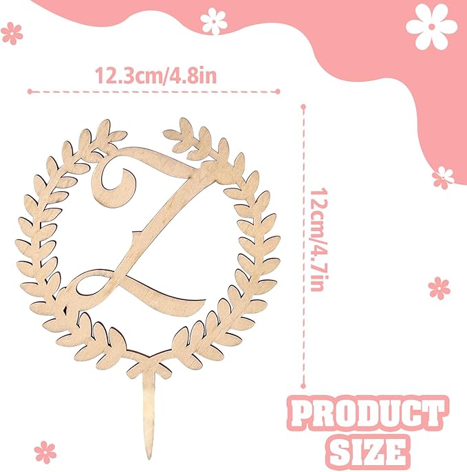 LINGTEER Personalized Inital Letter Z Wooden Cake Topper Perfect for Birthday Rustic Wedding Anniversary Keepsake Party Decoration