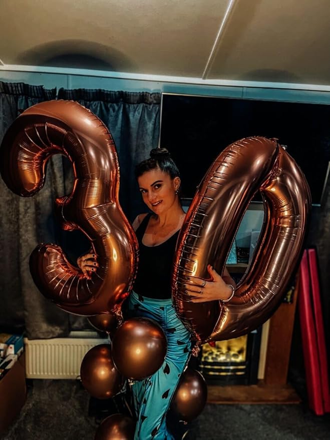 Large 40 Inch Coffee Brown 3 Number Balloon, 3 13 23 30 33 36 38 Dark Brown Birthday Party Decorations, Numbers Three Foil Balloons for Anniversary Party Graduations Celebration Supplies