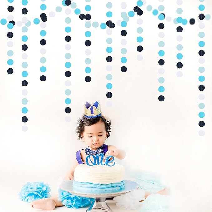 Light-Royal Navy-Blue White Party-Decorations Garland - 52ft Boy Birthday Hanging Paper Streamers Banner,Baby Shower Ocean Under The Sea Bridal Bachelorette Frozen Wedding Backdrop Decor Burgleda