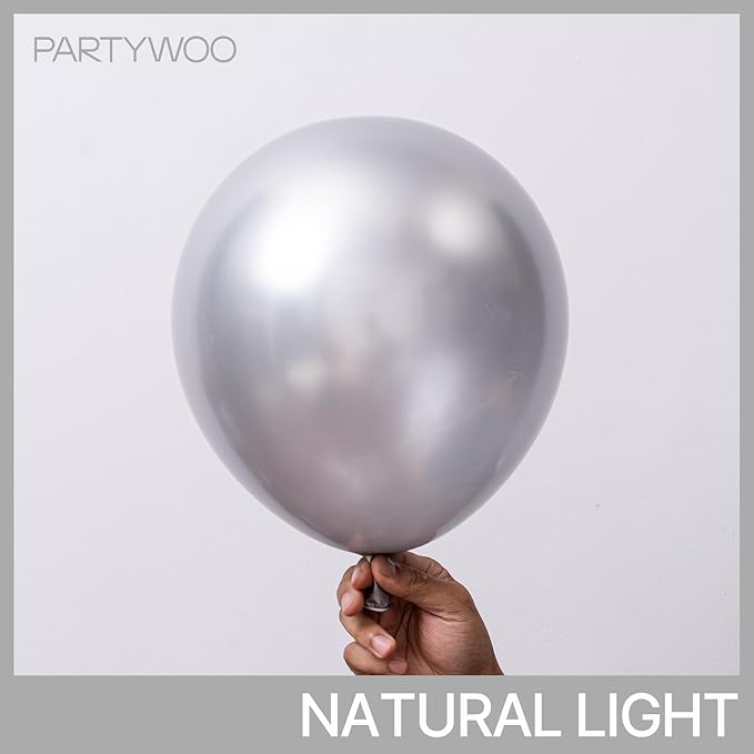 PartyWoo Metallic Silver Balloons 100 pcs Different Sizes Pack of 36 18 12 10 5 Inch Chrome Silver Balloon Arch Kit Garland for Graduation New Year Wedding Birthday Party Decorations Silver-G102