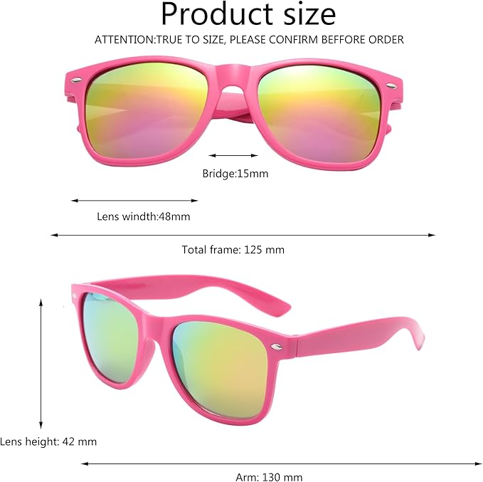 Fsmiling Hotpink Sunglasses Bulk Adult Party Sunglasses 80s Sunglasses Pack for Men Women Valentine's Day Party Favors-10Pack