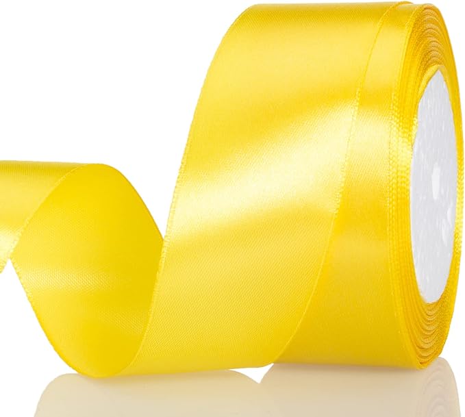 ATRBB 25 Yards 1-1/2 inch Wide Satin Ribbon Perfect for Wedding,Handmade Bows and Gift Wrapping(Yellow)