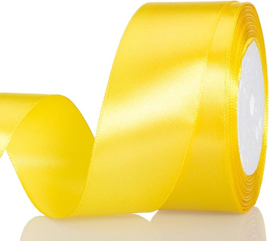 ATRBB 25 Yards 1-1/2 inch Wide Satin Ribbon Perfect for Wedding,Handmade Bows and Gift Wrapping(Yellow)