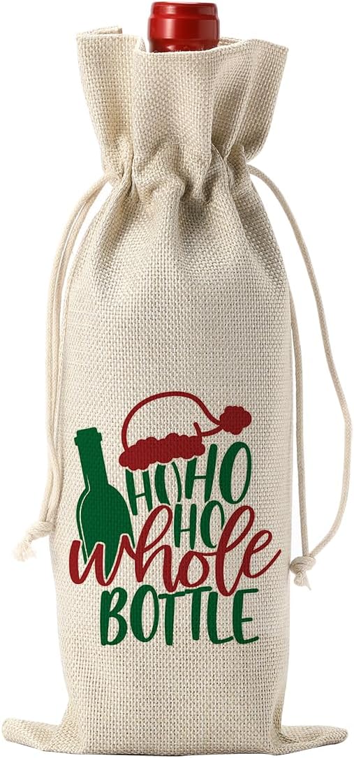 Funny Christmas Wine Bag, Christmas Wine Bags for Wines Bottles Gifts, Merry Xmas New Year Holiday Party Decorations, Ho Ho Ho Whole Bottle Wines Bags