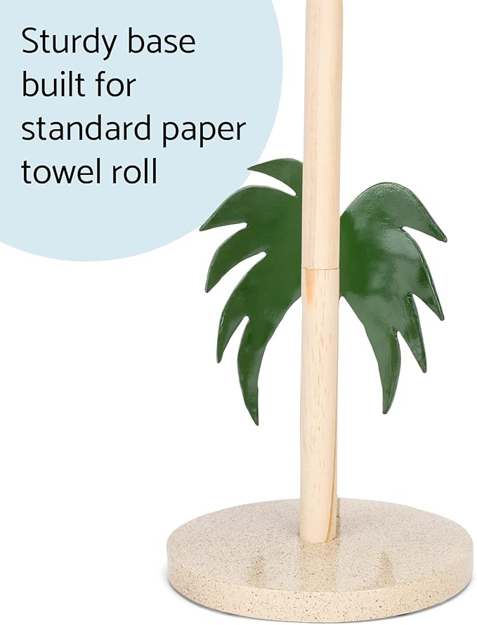 Elanze Designs Palm Tree 12 inch Resin and Wood Paper Towel Holder