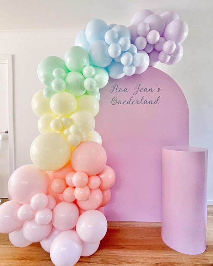 Bezente Pro Duralatex Pastel Balloons - 3.2g Premium 100 Pack 12 inch Multicolor Macaron Balloons for Long-Lasting Professional Party Decorations, Large Birthday Baby Shower