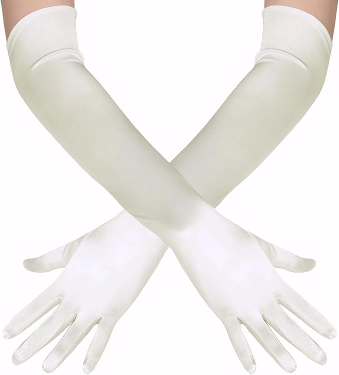 BABEYOND Long Opera Party 1920s Satin Tea Party Gloves Costume Stretchy Adult Size Elbow Length Bridal Gloves