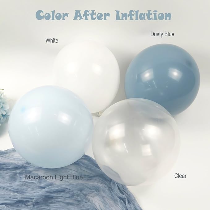 Dusty Blue Balloon Arch Kit 126 Pcs Light Blue and White Balloon Arch Garland Kit Include Macaron Balloons for Wedding Birthday Baby Shower Gender Reveal Bridal Decorations