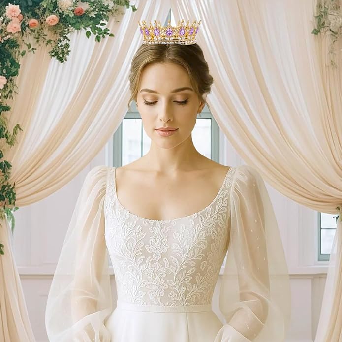 Gold Crown for Women, Crystal Queen Tiaras Headband Wedding Bridal Hair Accessories, Birthday Party Prom Cake Topper