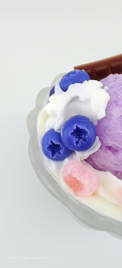 Generic Ice Cream Aromatherapy Candles, Glass Goblet, Decorative Dessert Shape, Fruit Fragrance, Christmas Birthday Festival Gift (Blueberry Lemon)
