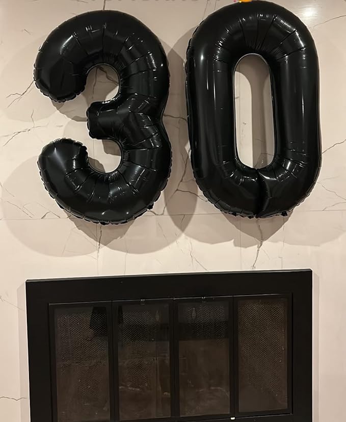 Smlpuame 40 inch Number Balloon 0-9 Black Large Number 3 Balloons,Digital Balloons for Birthday Party Celebration Decorations Supplies, Helium Foil Number Balloons for Wedding Anniversary