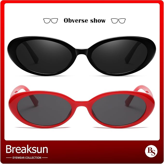 Retro Oval Sunglasses for Women Men Fashion Small Oval Sunglasses 90s Vintage Shades