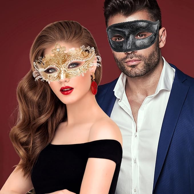 Coddsmz Couple Masquerade Mask Set - Venetian & Mardi Gras Mask for Women & Men