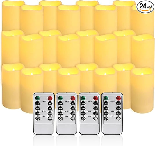 24-Pack LED Flameless Candles with Remote Control - Perfect for Home, Parties, and Special Occasions - Create a Magical Ambiance Effortlessly(Three Sizes)