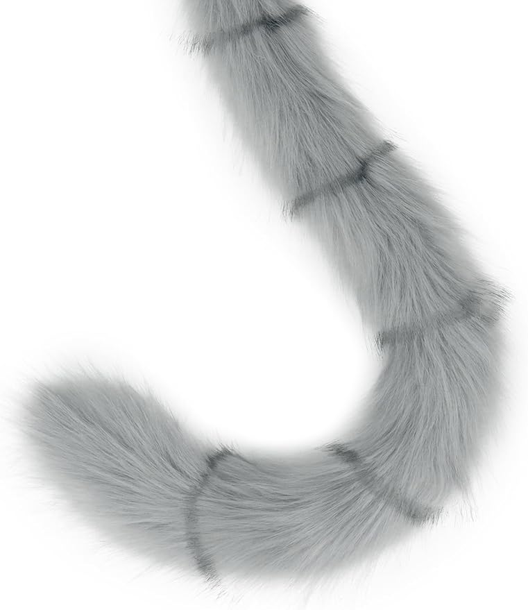 QinRuan Animal Cosplay Costume Accessories Furry Faux Fur Cat Ears Headband and Fox Tail Set Halloween Accessory