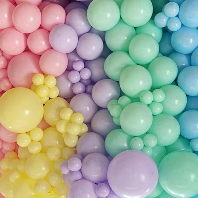 Bezente Pro Duralatex Pastel Balloons - 3.2g Premium 100 Pack 12 inch Multicolor Macaron Balloons for Long-Lasting Professional Party Decorations, Large Birthday Baby Shower