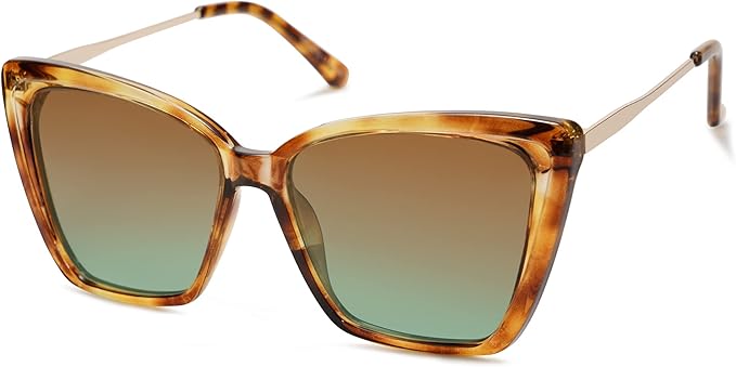 SOJOS Trendy Polarized Sunglasses For Women Retro Womens Oversized Square Cat Eye Sun Glasses UV Protection SJ2206