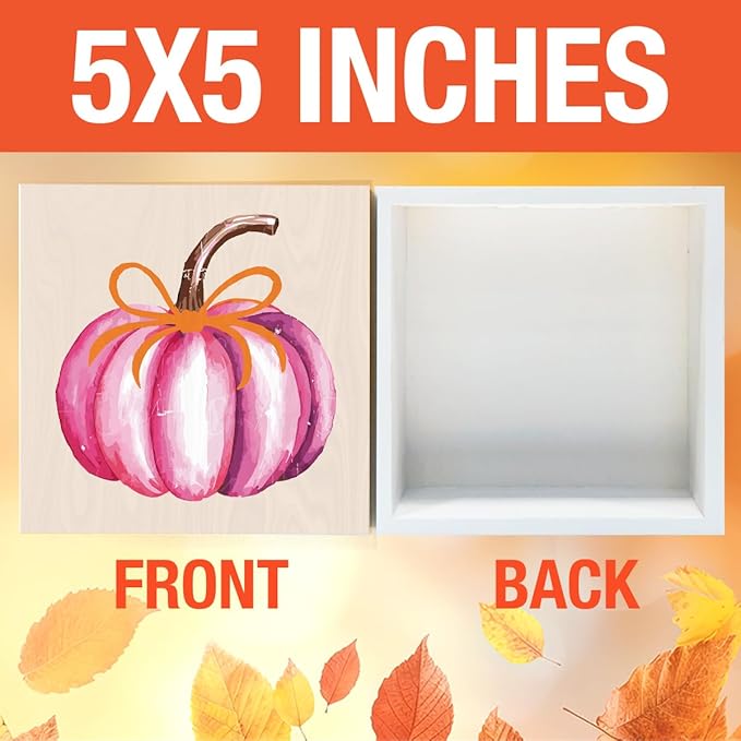 Cute Fall Decor Pink Pumpkin Fall Decorations for Home Office Preppy Pink Bow Autumn Decor Autumn Decorations for Desk Table 5 x 5 inches