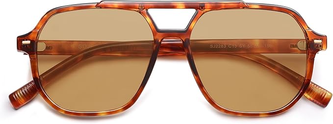 SOJOS Retro Trendy Aviator Polarized Sunglasses Men Women Vintage 70s Square Stylish Frame Sun Glasses SJ2283