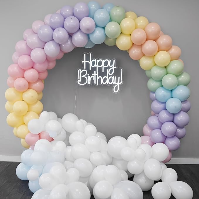 Pastel Balloons, 50pcs Pink Blue Yellow Balloons, Matte White Macaron Yellow Pink and Blue Balloon for Boy Girl Birthday Rainbow Party Baby Shower Bridal Shower Wedding Easter Decorations