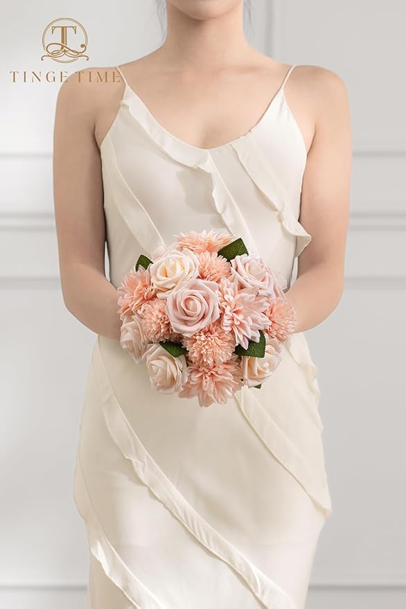 TINGE TIME Pink Artificial Flowers Combo Box Set, Fake Flower Leaf with Stems for DIY Spring Garland Wedding Bouquets Table Centerpieces Baby Shower Home Party Floral Arrangements Decorations