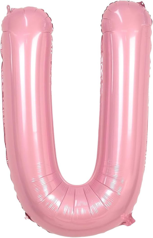 Pink Letter U Balloons,40 Inch U Balloons Letter Mylar Helium Large Pink U Balloon for Birthday Party Anniversary Decorations
