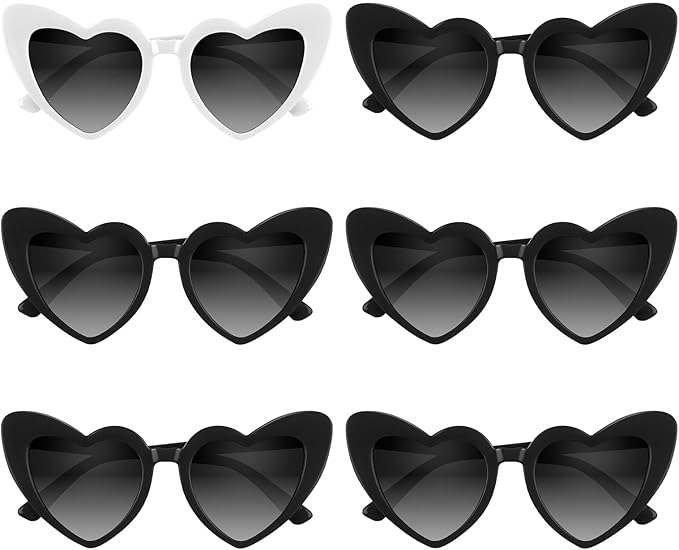 4/6/8/10/12 Pack Bachelorette Sunglasses Heart Sunglasses Vintage Heart Shaped Glasses for Women Bridal Party Wedding