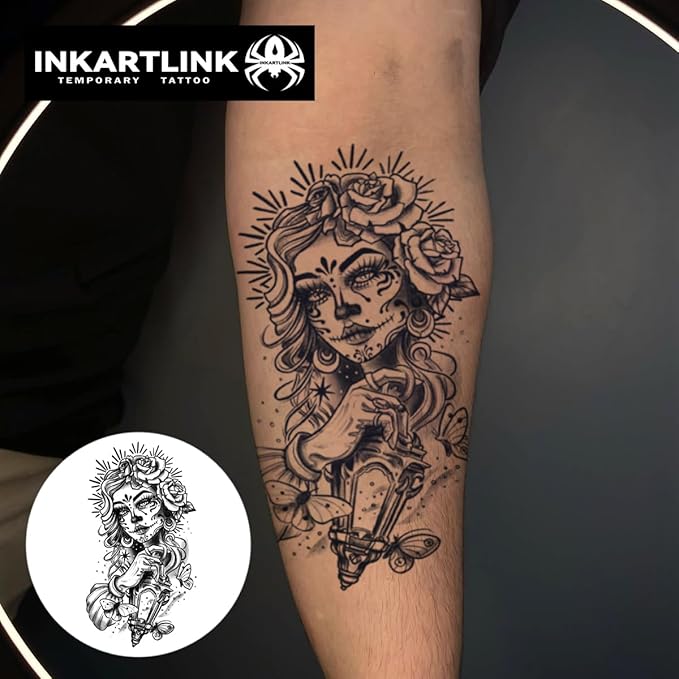 INKARTLINK Tattoo Tech, 2 Sheets Extra Large Semi Permanent Tattoo, Adult Art Design Temporary Tattoos, Lasts 1-2 Weeks, Waterproof, Realistic Look, No Adhesive, No Reflection (Mythology)148