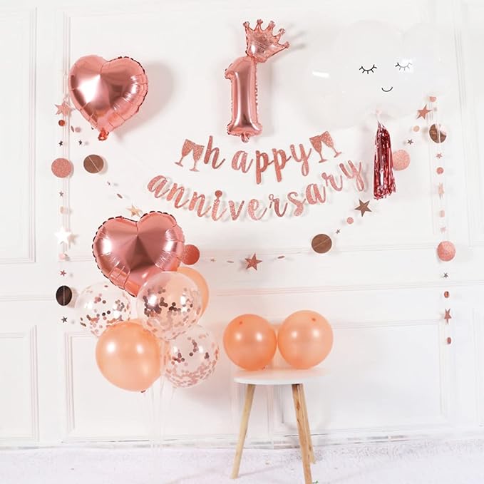 6 Set Balloon Stand with Rose Gold Balloons Centerpiece Table Decorations Birthday Bridal Shower Wedding Mother's Day Retirement Thanksgiving Halloween New Years Decorations 2025
