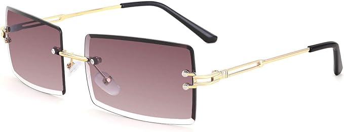 FEISEDY Vintage Rimless Sunglasses Rectangle Frameless Candy Color Glasses Women Men B2642