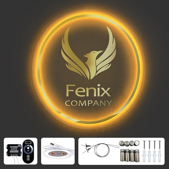 Custom Acrylic Backlit Logo Sign - Illuminated Round Personalized Signs for Business, Storefronts, Offices, Nail Salons, Beauty Studios & Restaurants - Customizable LED Logo Light (15" to 47")