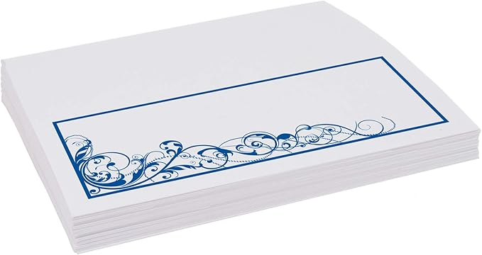 Scribble Vintage Swirl Place Cards, Royal Blue (Choose Color), Set of 60, Pre-cut and Scored - Wedding, Party, Dinner, and Special Events - Made in the USA
