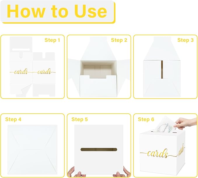 1 Pack White and Gold Foil Card Box for Party, 8.7" White Gift Card Box for Birthday, Wedding, Baby Shower, Retirement, Anniversary, Bridal Shower, Graduation, Raffle Ticket