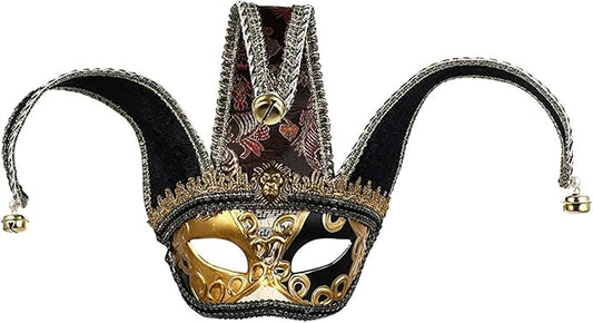 KIPETTO Venetian Jester Mask Masquerade Vintage Half Face Masks for Mardi Gras Halloween Cosplay Musical Party