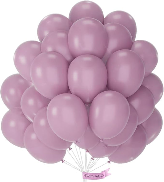 PartyWoo Dusty Purple Balloons 50pcs 12 Inch Lavender Boho Neutral Balloons for Wedding Anniversary Baby Shower Graduation Butterfly Bridal Shower Princess Fairy Birthday Party Decorations Purple-F29