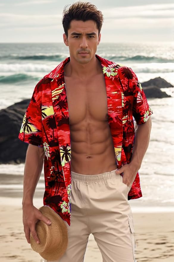 Cromoncent Matching Hawaiian Outfits for Family, Dad and Son Matching Luau Beach Tropical Shirts Mommy Daughter Tropical Sets